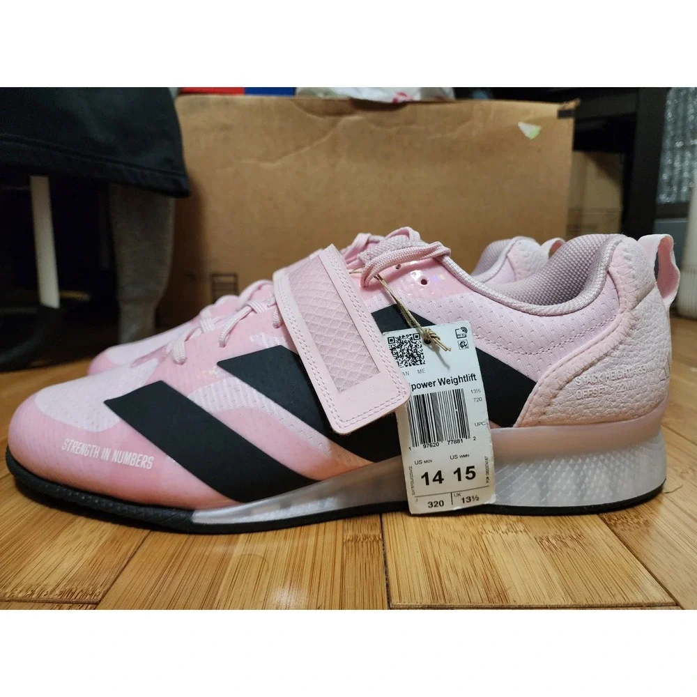 Adidas Adipower 3 Pink Black Men Size 14 Weightlifting Gym Workout Shoes JP9873
